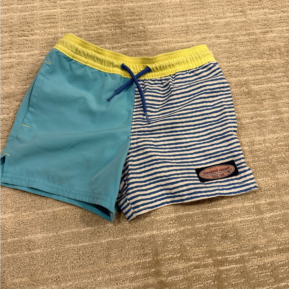 Boys Vineyard Vines Blue and Yellow Swim trunks